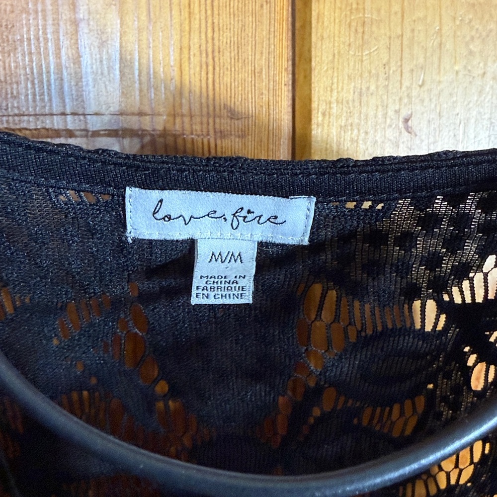 Love, Fire Black Lace Cardigan size medium stylish cover wrap causal or fancy - Picture 3 of 5